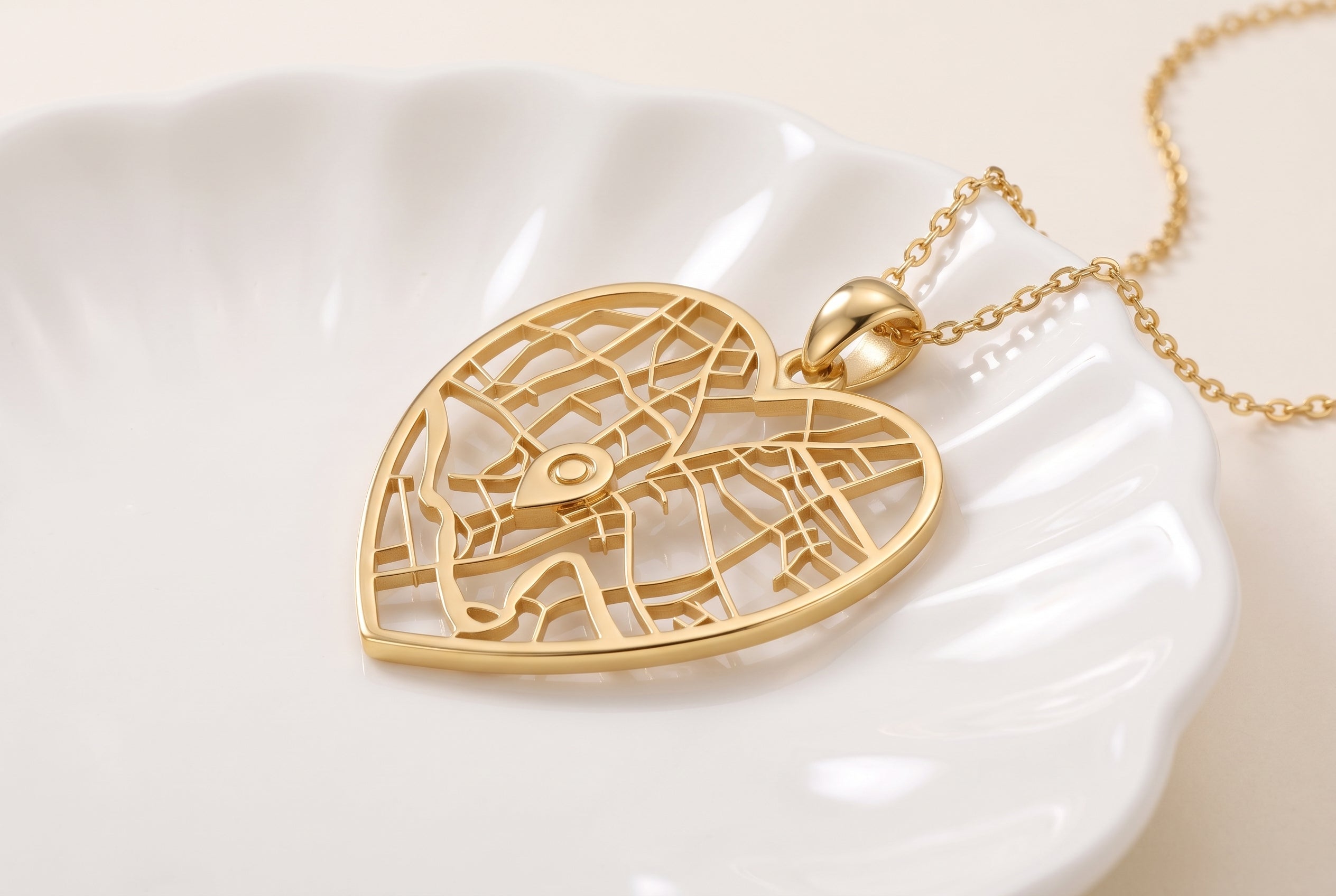 Heart map pendant — the place you first met