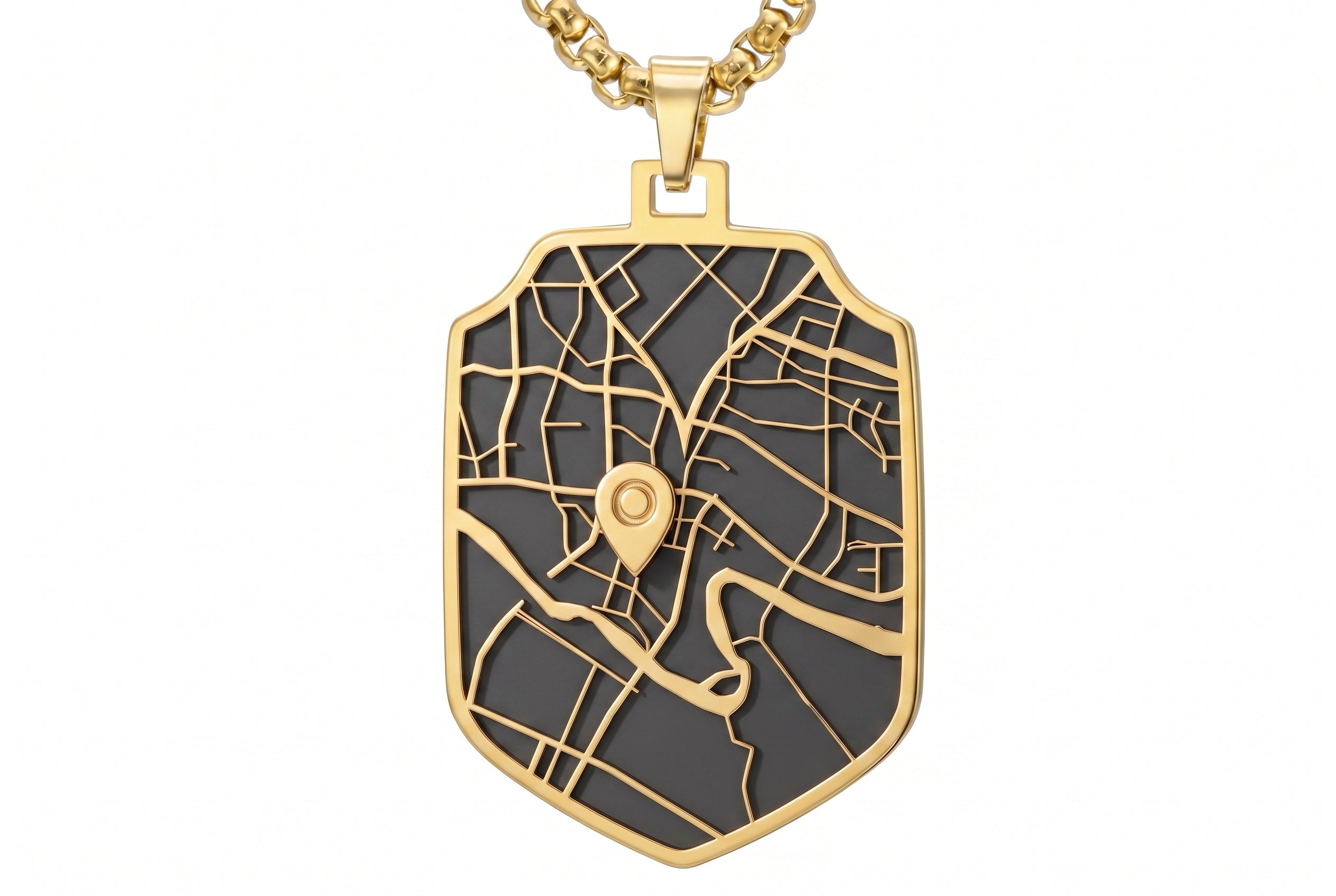 The Shield Map Necklace | For Him